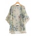 L  5XL Butterfly Print Tassel Kimonos Bohemian Beach Cardigan